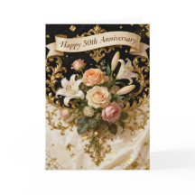 ユリとバラとゴールドの50周年記念結婚式