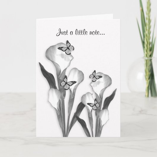 ユリと蝶の鉛筆のスケッチ カード (正面)