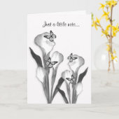 ユリと蝶の鉛筆のスケッチ カード (黄色い花)