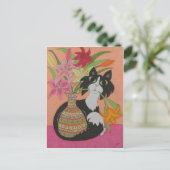 ユリのあるタキシード猫 ポストカード (スタンド正面)