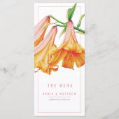 ユリのオレンジ色の桃のピンクの結婚水色 メニュー (裏面)