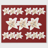 ユリのギフトラップ（赤） ゆりの包装紙(赤 ラッピングペーパー (フラット)