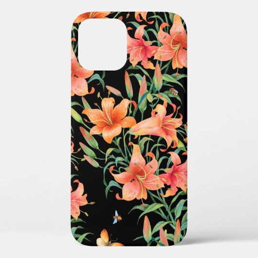 ユリのシームレスな背景パターン。  Case-Mate iPhoneケース (裏面)