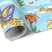 ユリのファンタジーの芸術ですすっているキリンの蝶 ラッピングペーパー (ロールコーナー)