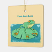 ユリの上にかわいい緑のカエル セラミックオーナメント (左)