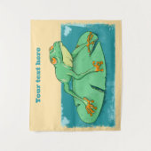 ユリの上にかわいい緑のカエル タペストリー (正面)