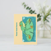 ユリの上にかわいい緑のカエル ポストカード (スタンド正面)