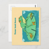 ユリの上にかわいい緑のカエル ポストカード (正面/裏面)