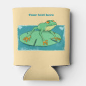 ユリの上にかわいい緑のカエル 缶クーラー (裏面)