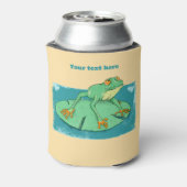 ユリの上にかわいい緑のカエル 缶クーラー (缶裏面)