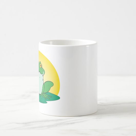 ユリの上のマンガの緑のカエル コーヒーマグカップ (中央)