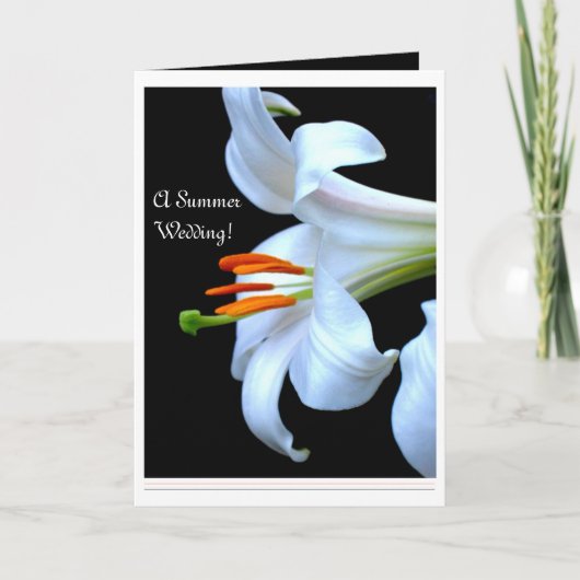 ユリの夏の結婚式の保存日付 案内状 (正面)