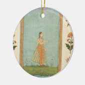 ユリの池を待機する花を握っている女性fr セラミックオーナメント (左)