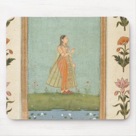 ユリの池を待機する花を握っている女性fr マウスパッド (正面)