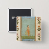 ユリの池を待機する花を握っている女性fr 缶バッジ (正面&裏面)