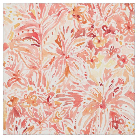 ユリの渇望のモモの絵画的な花柄 ファブリック (見本)