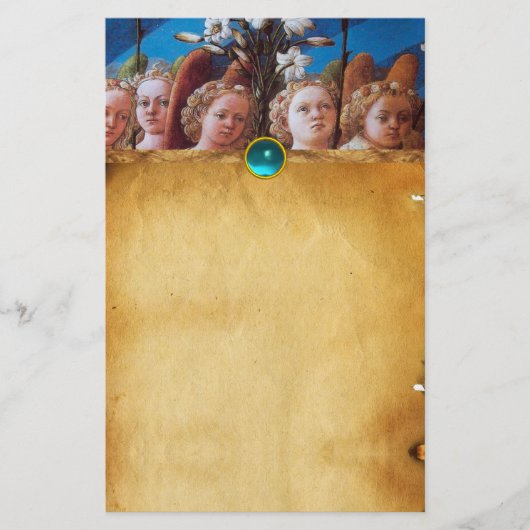 ユリの白い天使パーチメントブルーサファイア 便箋 (正面)