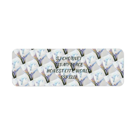 ユリの白い花3つ ラベル (正面)