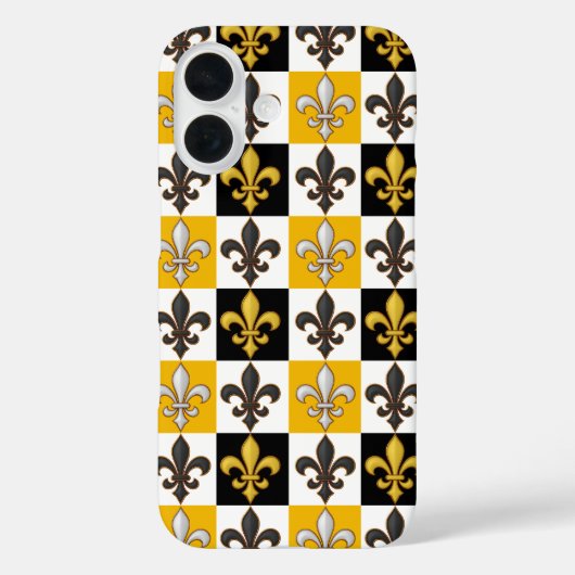 ユリの紋章 チェッカーデザイン 黄色 黒 白 Case-Mate iPhoneケース (裏面)