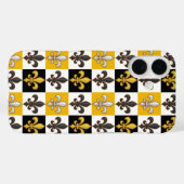 ユリの紋章 チェッカーデザイン 黄色 黒 白 Case-Mate iPhoneケース (裏面 (横))