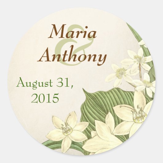 ユリの結婚式のステッカー ラウンドシール (正面)