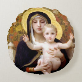 ユリの聖母 (ウィリアム・アドルフ・ブグロー作) ラウンドクッション