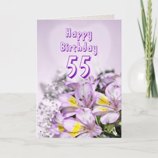 ユリの花が咲く55誕生日カード カード (正面)