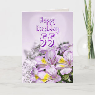 ユリの花が咲く55誕生日カード カード