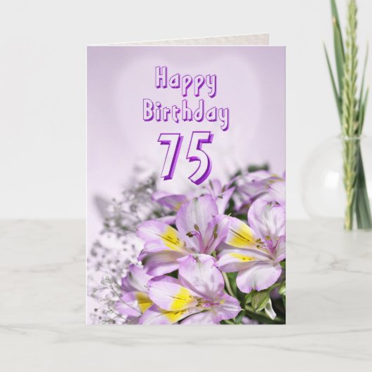 ユリの花が咲く75誕生日のカード カード (正面)