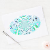 ユリの花とトンボパターン(の模様が)あるイ 楕円形シール (封筒)