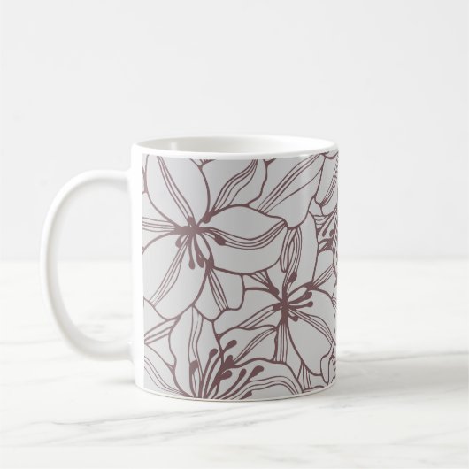 ユリの花のシームレスなパターンヴィンテージ。手d コーヒーマグカップ (左)