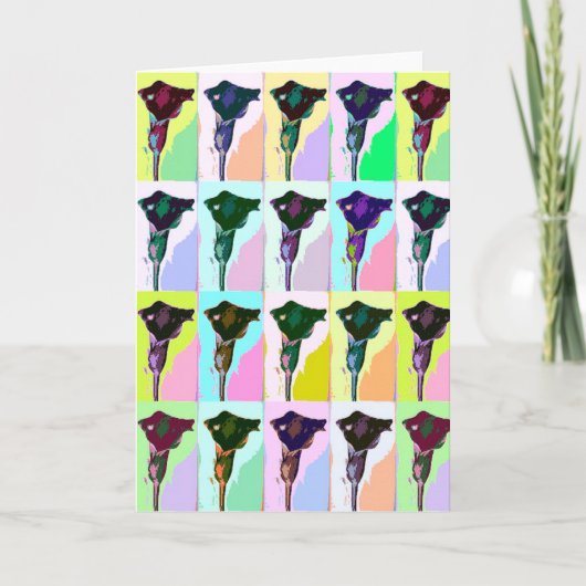 ユリの花のポップアートの挨拶状 カード (正面)