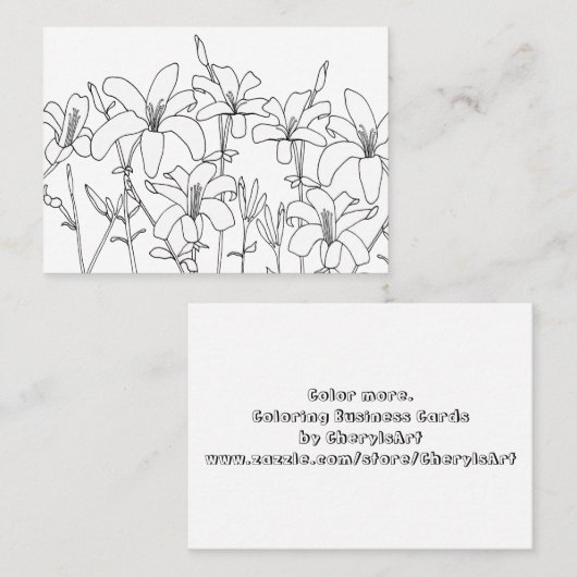 ユリの花の名刺を着色 名刺 (正面/裏面)