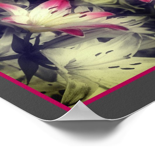 ユリの花の白黒の部分抽象芸術 ポスター (角)