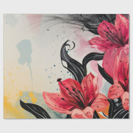 ユリの花の絵 ラッピングペーパー