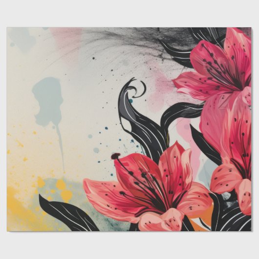 ユリの花の絵 ラッピングペーパー (フラット)