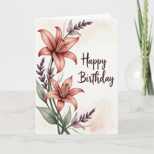 ユリの花の誕生日カード カード (正面)
