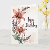 ユリの花の誕生日カード カード (黄色い花)