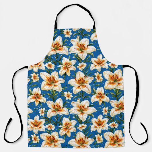 ユリの花模様 エプロン (正面)