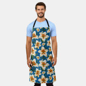 ユリの花模様 エプロン (着用した状態)