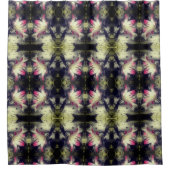 ユリの花黒と白の部分柄 シャワーカーテン (正面)