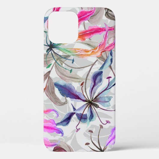 ユリの花：エレガント水色 Case-Mate iPhoneケース (裏面)