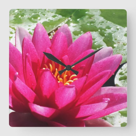 ユリの花 スクエア壁時計 (正面)
