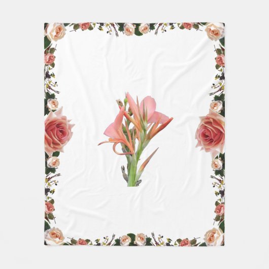 ユリの花 フリースブランケット (正面)