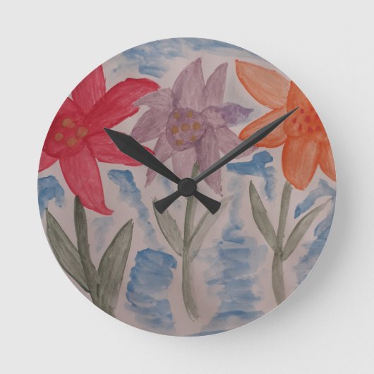 ユリの花 ラウンド壁時計 (正面)