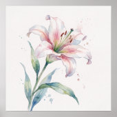 ユリの花 - 水彩画スタイルの芸術 ポスター (正面)