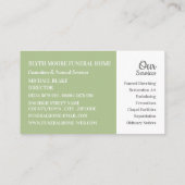 ユリの花、葬式ホーム、ディレクタ 名刺 (裏面)