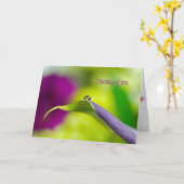 ユリの葉の上の考える水滴 カード (黄色い花)