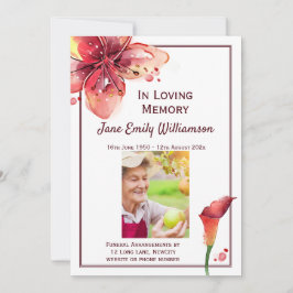 ユリの葬儀という愛の記憶の中で 案内状