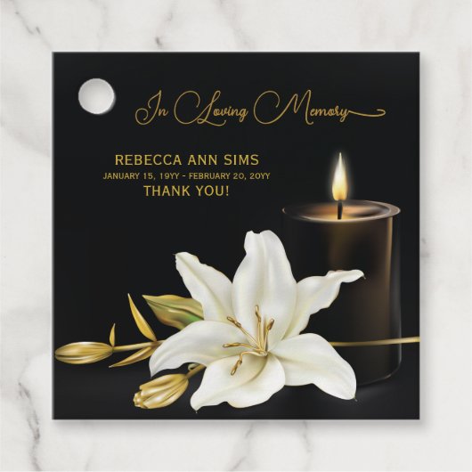 ユリの蝋燭の葬儀 フェイバータグ (正面)